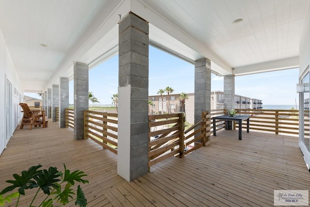 deck with a water view