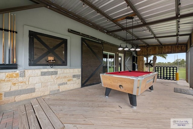 rec room featuring a healthy amount of sunlight, light wood-type flooring, and pool table