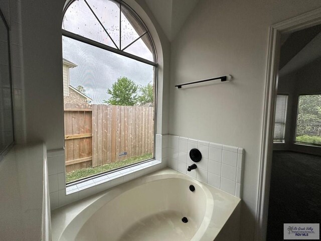 bathroom with plenty of natural light and a bath