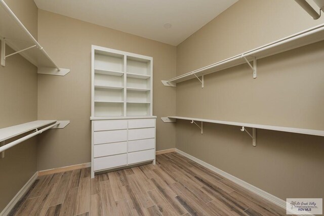 walk in closet featuring light hardwood / wood-style floors