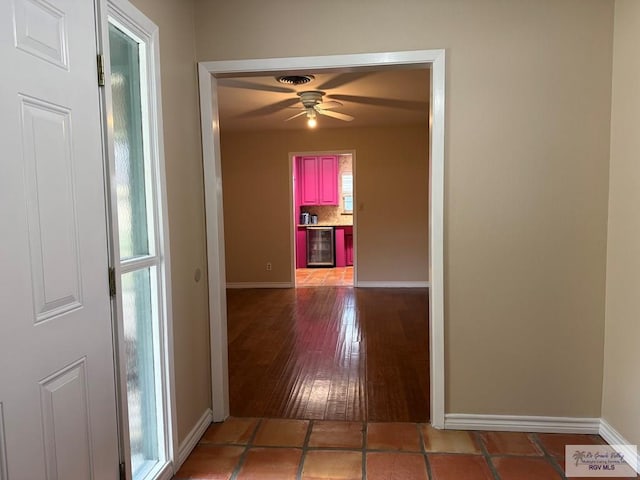 hallway featuring beverage cooler