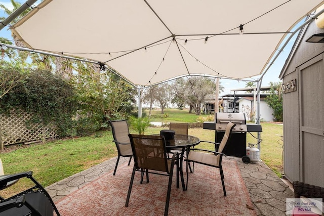 view of patio / terrace with outdoor dining space and grilling area