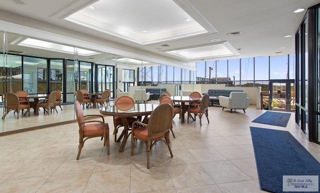 3000 Gulf Blvd, South Padre Island, TX 78597 - dining room with floor to ceiling windows and light tile patterned floors