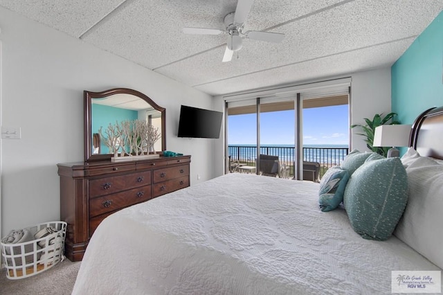 3000 Gulf Blvd, South Padre Island, TX 78597 - bedroom featuring access to exterior, carpet floors, and a ceiling fan