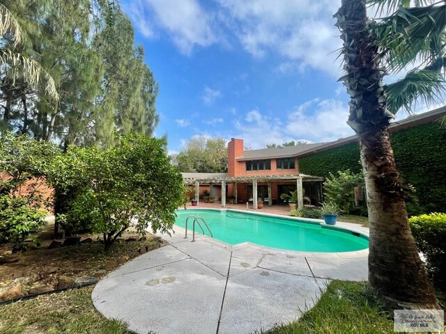 view of swimming pool with a patio area