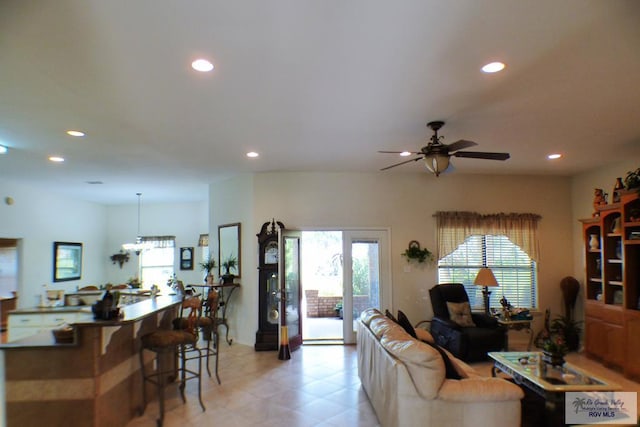 3319 Country Club Dr, Edinburg, TX 78542 - living area featuring recessed lighting and a ceiling fan