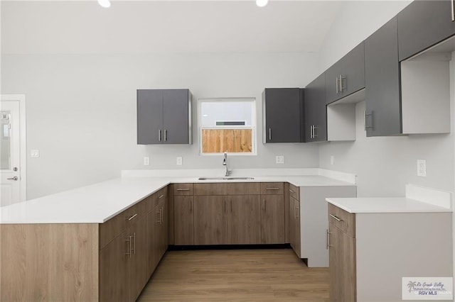 kitchen featuring sink and light hardwood / wood-style flooring