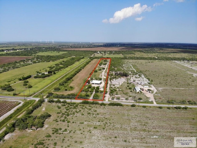 29647 Adams Rd, San Benito, TX 78586 - aerial view of sparsely populated area with property boundaries highlighted