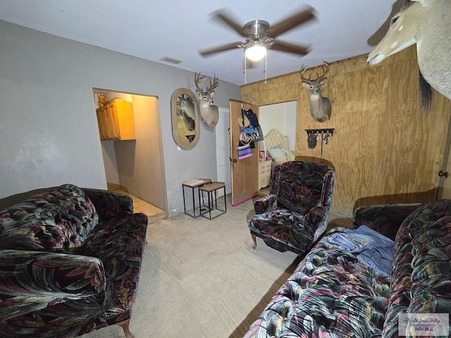29647 Adams Rd, San Benito, TX 78586 - carpeted living room featuring a ceiling fan