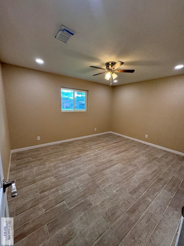 118 E Matz Ave, Harlingen, TX 78550 - empty room featuring ceiling fan, recessed lighting, and wood finished floors