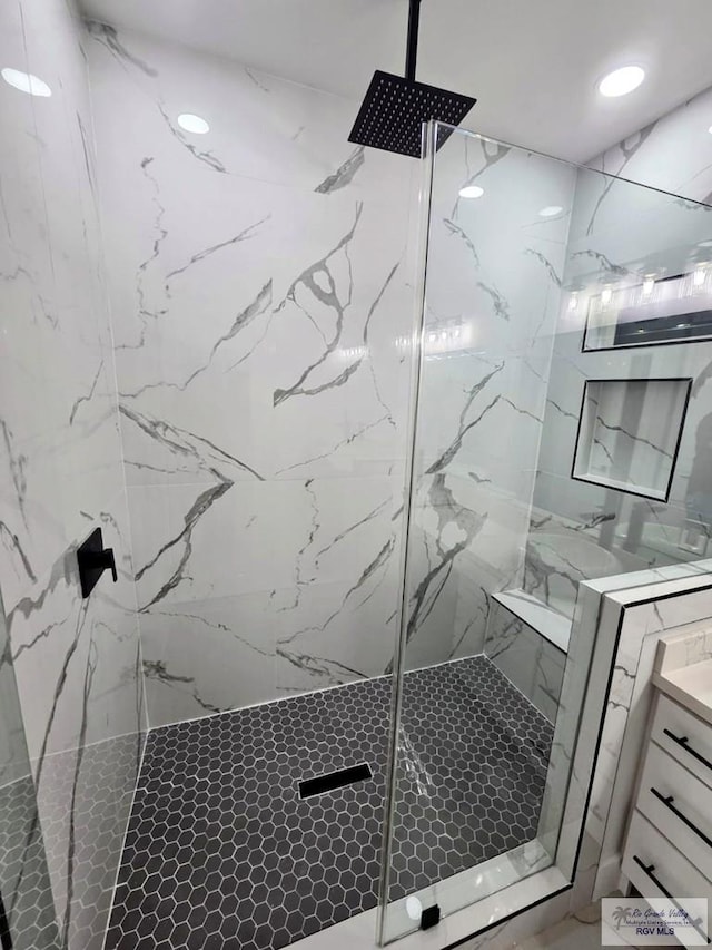 121 Finch Dr, Los Fresnos, TX 78566 - full bath with a marble finish shower and vanity