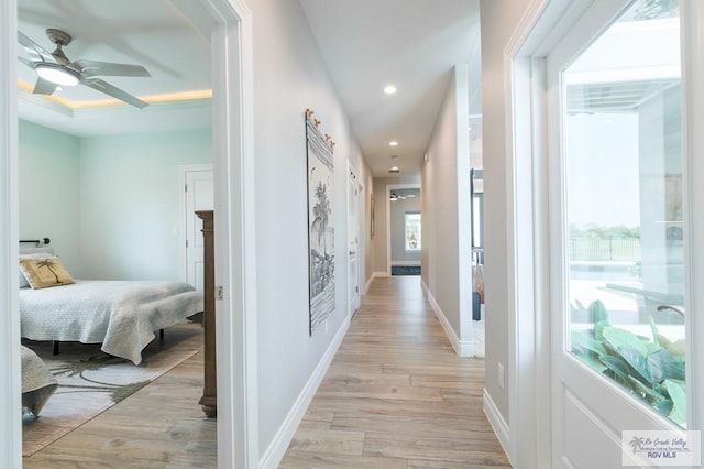 38 Spoonbill Cove Rd, Laguna Vista, TX 78578 - hall featuring light wood-style flooring, recessed lighting, and baseboards
