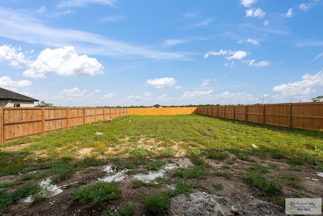 view of yard with a fenced backyard