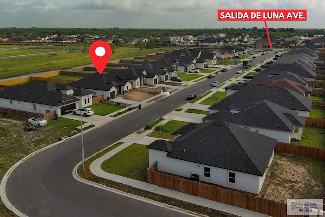 aerial view featuring a residential view