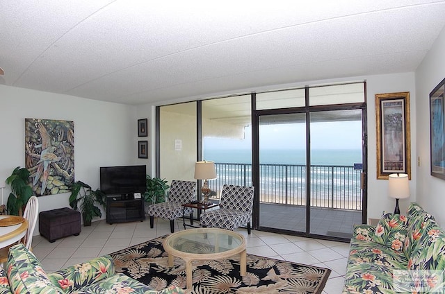 view of tiled living room