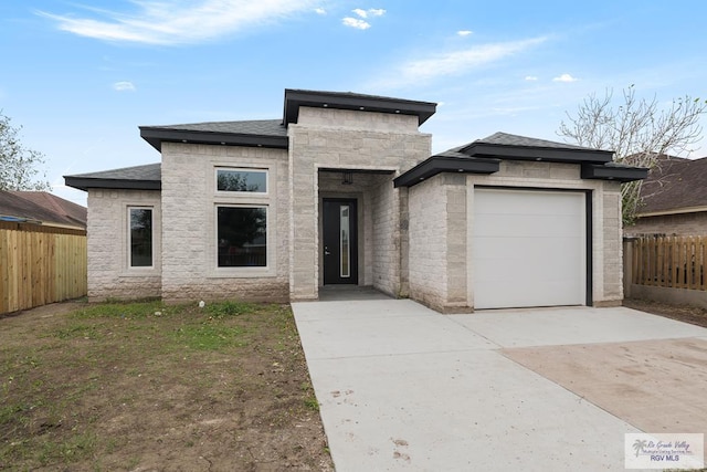 prairie-style house with a garage