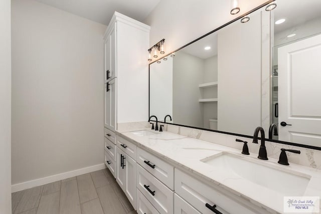 bathroom with toilet and vanity