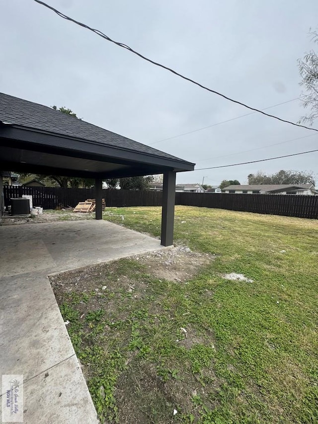 view of yard featuring a patio, a gazebo, and central AC