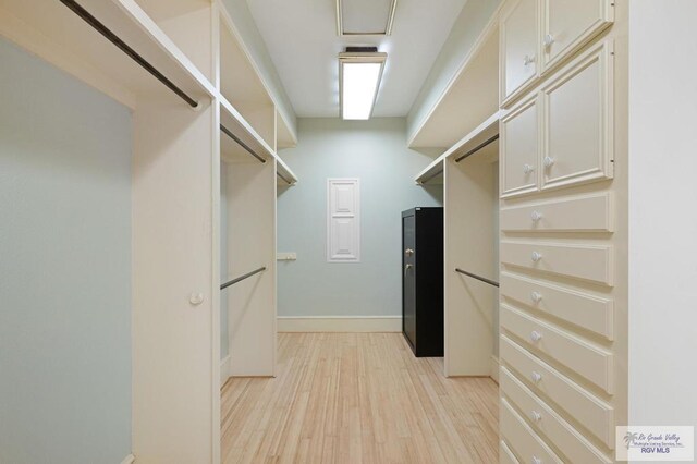 spacious closet featuring light hardwood / wood-style flooring