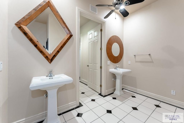 bathroom featuring ceiling fan