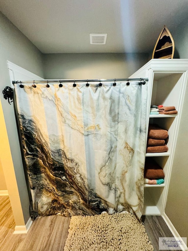 bathroom featuring hardwood / wood-style floors