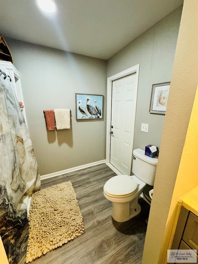 bathroom featuring toilet and hardwood / wood-style flooring