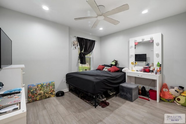 4438 Mckenzie Rd, Brownsville, TX 78521 - bedroom featuring wood finished floors, ceiling fan, and recessed lighting