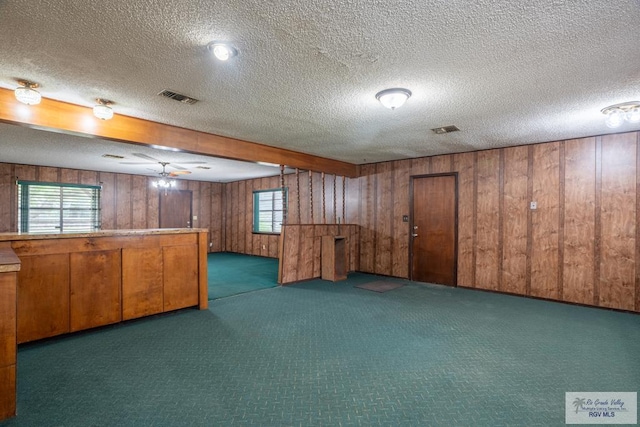 19863 Tilden Rd, San Benito, TX 78586 - below grade area with wood walls, carpet flooring, and a textured ceiling