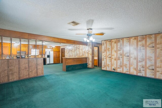 19863 Tilden Rd, San Benito, TX 78586 - unfurnished living room with carpet, ceiling fan, and a textured ceiling