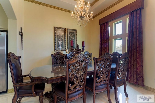 dining area with a chandelier