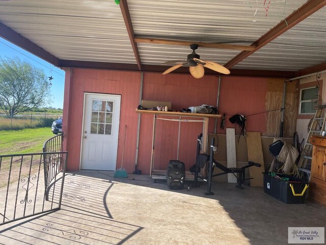 view of patio with ceiling fan