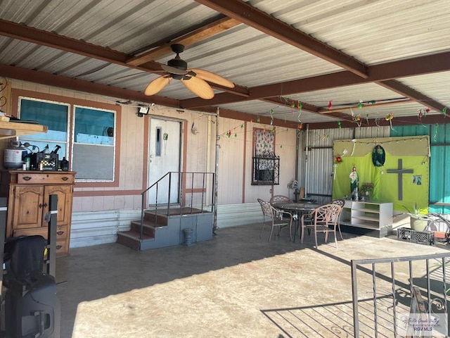 view of patio / terrace featuring ceiling fan