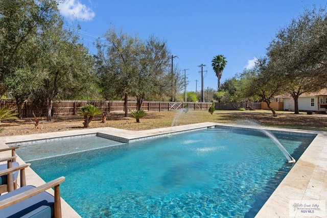 view of swimming pool with a fenced in pool and a fenced backyard