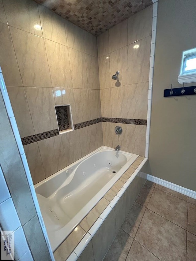 bathroom with tile patterned floors