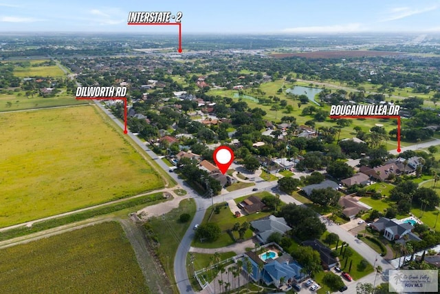 716 E Palm Valley Dr, Harlingen, TX 78550 - aerial view of property's location with a large body of water