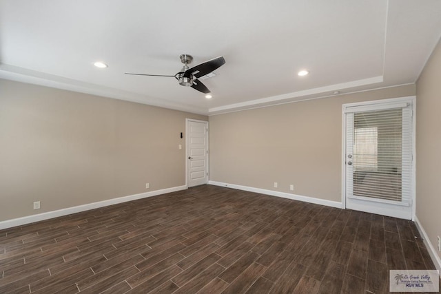 716 E Palm Valley Dr, Harlingen, TX 78550 - unfurnished room with a ceiling fan, dark wood-type flooring, and recessed lighting