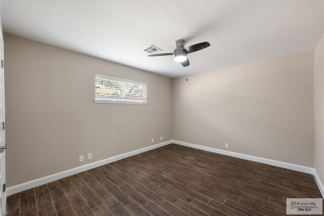 716 E Palm Valley Dr, Harlingen, TX 78550 - unfurnished room featuring ceiling fan and dark wood-style floors