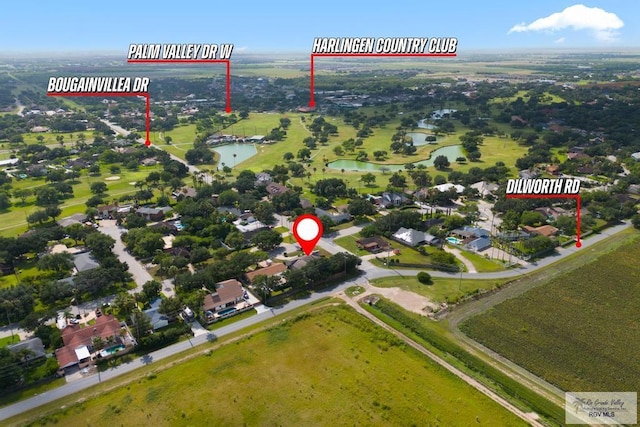 716 E Palm Valley Dr, Harlingen, TX 78550 - aerial overview of property's location with a nearby body of water