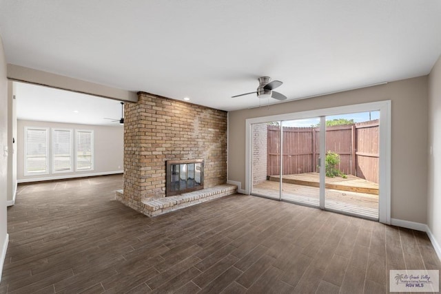 716 E Palm Valley Dr, Harlingen, TX 78550 - unfurnished living room with a ceiling fan, plenty of natural light, wood finished floors, and recessed lighting