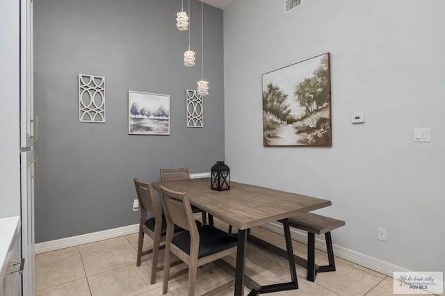 view of tiled dining room