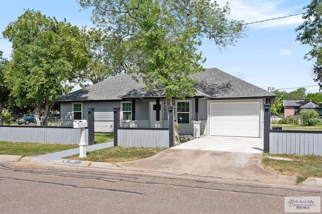 ranch-style house featuring a porch and a garage