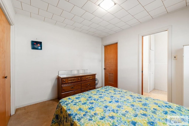 carpeted bedroom featuring a closet