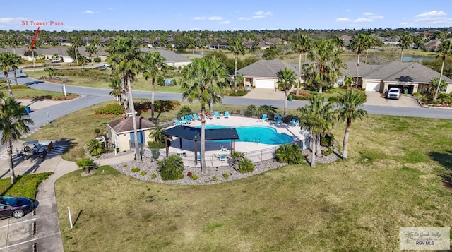 aerial view with a residential view