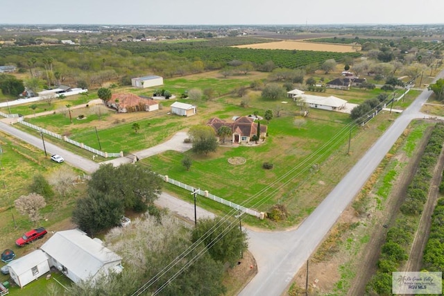 aerial view with a rural view