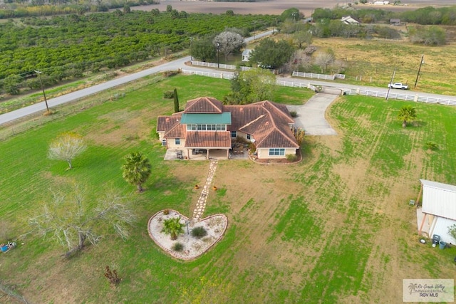 bird's eye view with a rural view