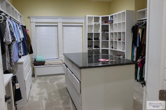 spacious closet featuring light carpet