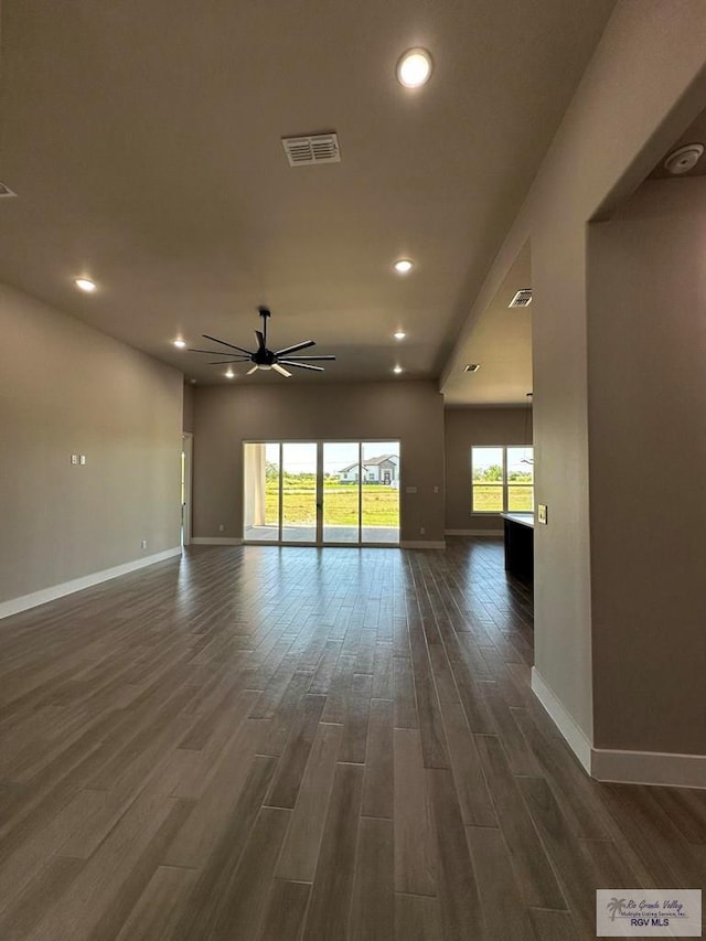 3406 Kelsey Ct, Harlingen, TX 78550 - spare room with ceiling fan, dark wood finished floors, and recessed lighting