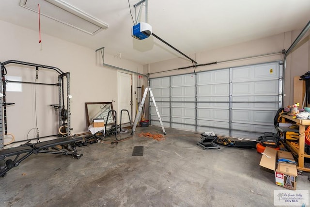 garage with a garage door opener