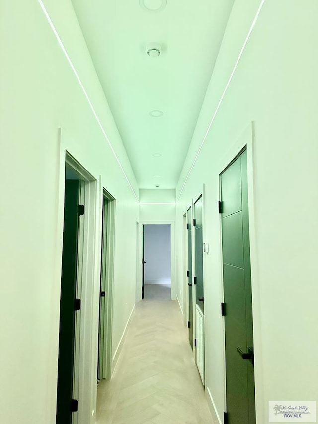 corridor with light parquet floors