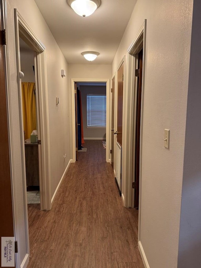 hall featuring dark hardwood / wood-style floors